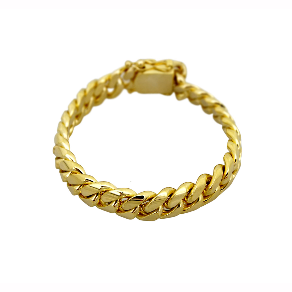 14mm Solid Cuban Link Bracelet in 10K Yellow Gold - Pochy Jewelry Factory